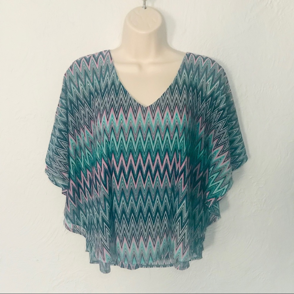 Jennifer Lopez Multicolor Chevron Blouse